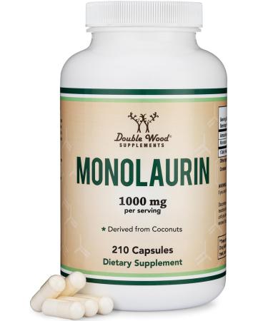 Monolaurin Immune Support Supplement 1,000mg per Serving 210 Capsules (Vegan Safe Non-GMO Gluten Free) Immune Booster for Adults Immune System Defense by Double Wood