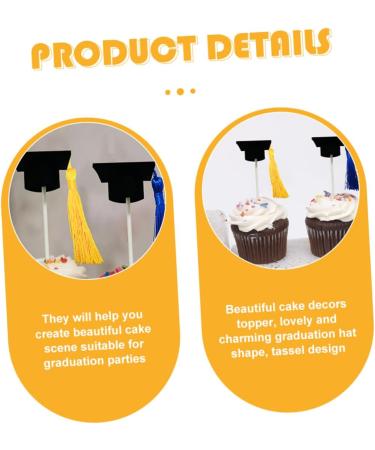 TOPPERFUN 12pcs Graduation Season Card Graduation Hat Graduation Caps Cupcake Topper Graduation Cocktail Picks Graduation Appetizer Picks Phd Toothpick Student Doctor's Hat Non-woven Fabric Yellow 10X3.8X3.8CM - Buy Online on GoSupps.com