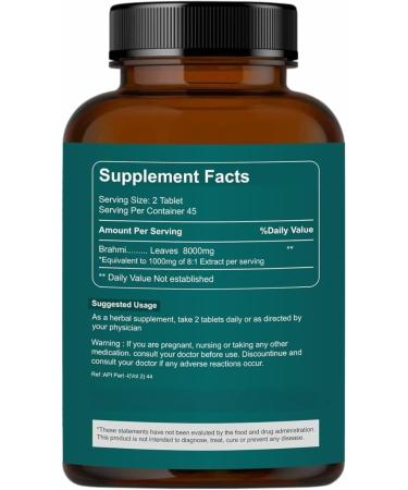 Bacopa Monnieri/Brahmi Tablet - 8000mg 90 Tablets - Buy Online on GoSupps.com
