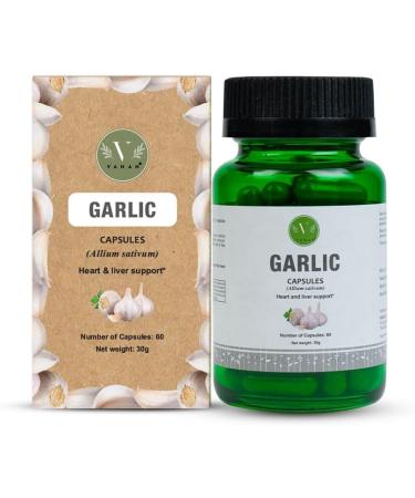Vanan Garlic 100% Ayurvedic Dietary Supplements | 60 Capsules | Heart & Liver Care | Immunity Boosts | Regulates Blood Pressure & Cholesterol | Vegan - Buy Online on GoSupps.com