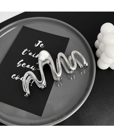 Elegant Metal Wave Hair Claw Clip - Frigid Style French Barrette for Thick Hair | Large Silver Hairpin for Women - Buy Online on GoSupps.com