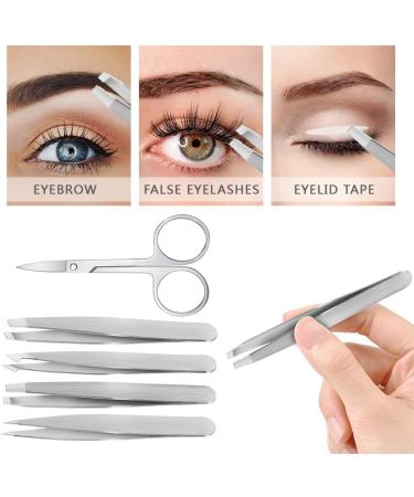 Professional Precision Tweezers for Women - 5 Pack Silver Set for Ingrown Hair, Eyebrows, Plucking, and Facial Hair Removal - Buy Online on GoSupps.com