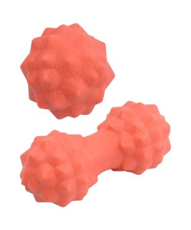 Cozlly massage balls with knobs 2 pieces of fascia balls set single ball + double ball trigger point massage balls suitable for print reflex therapy and trigger point massage (orange)