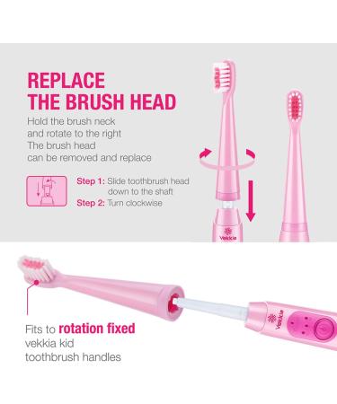 Vekkia Kids Electric Toothbrush Replacement Heads - 4 Pack, 3D Curved Soft Bristles, 7X More Plaque Removal, Pink - Perfect for Small Mouths - Buy Online on GoSupps.com