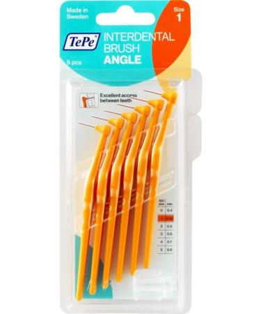 TePe Interdental Brushes Angle orange 0.45 mm 6 pieces Orange 6 pieces (1 pack)