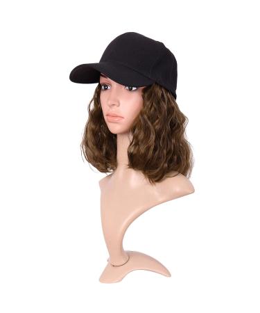 MapofBeauty Short Curly BOB Synthetic Hair Extension Baseball Hat Wig (Brown) - 13 Inch/33 cm - Buy Online on GoSupps.com