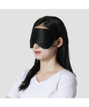 Premium Mulberry Silk Sleep Mask for Men & Women - Adjustable Ear-Hanging Strap Large Black Eye Mask for Ultimate Comfort - Buy Online on GoSupps.com