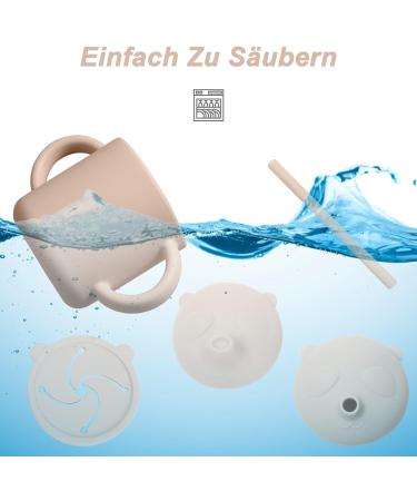 Baby Toddler Snack Cup with Handles | Silicone Sippy Cup & Snack Catcher Combo | BPA-Free & Unbreakable | Beige with 3 Covers - Buy Online on GoSupps.com