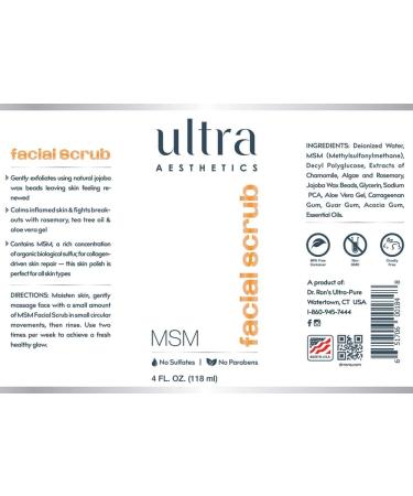 Ultra Botanical MSM Facial Scrub - 4oz | Exfoliating & Hydrating Facial Cleanser for Glowing Skin - International Shipping Available - Buy Online on GoSupps.com