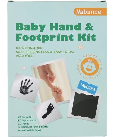 Nabance Baby Handprint & Footprint Kit - 4 Inkless Ink Pads, 2 Frames, 8 Imprint Cards - Safe for Newborns, Ideal Family Keepsake & Baby Shower Gift (0-6 months) - Buy Online on GoSupps.com