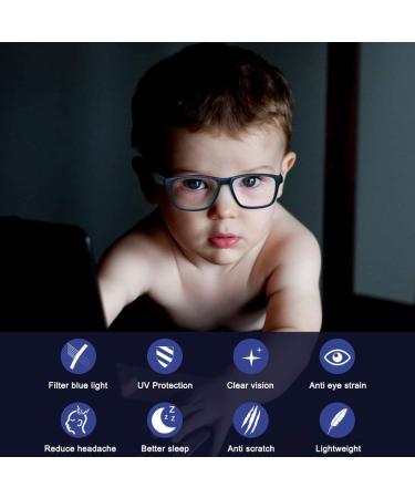 Kids Blue Light Blocking Glasses for Boys Girls Lightweight TR Computer Gaming Eyeglasses Frames Anti Eyestrain Dark Blue+light Pink - Buy Online on GoSupps.com