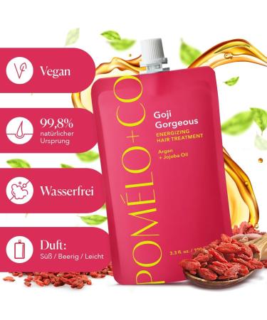 Pom lo+Co. 99.8% Natural Anti Frizz Hair Mask for up to 30 Hair Washes/Hair Mask for Very Dry Hair Hair Care for Broken Hair Hair Treatment Bleached Hair GOJI GORGEOUS / 100 ml - Buy Online on GoSupps.com