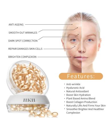 HKH Vitamin C Serum with Hyaluronic Acid, Vitamin E, Retinol - Anti Aging & Dark Spot Remover for Women - Buy Online on GoSupps.com
