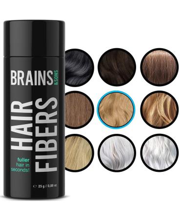 Brains & Son Hair Fiber - Premium Hair Thickener Immediately Conceals Receding Hairlines Hair Loss Balding Areas and Thinning Hair Undetectable Keratin Fibers - Hair Powder | 25g (DARK BROWN)