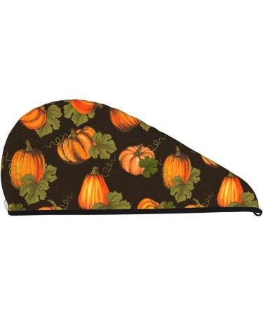 Soft Orange Pumpkin Autumn Hair Towel - Super Absorbent Microfiber Wrap for Long Curly & Thick Hair - Buy Online on GoSupps.com