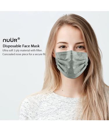 NU R 10pcs 3 Ply Disposable Face Mask Mask with Filter Layer and Elastic Earloop Retail Sealed bags Grey - Buy Online on GoSupps.com