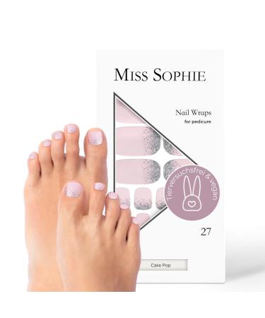 Original Miss Sophie Pedi Wraps I Cake Pop Pedicure I 27 Ultra-D nne Nailack stripes with glitter I for toothed I sticks to natural and painted acrylic gel & shellac nails