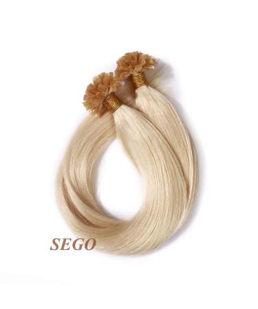 SEGO Bondings Extensions - Real 1G Keratin U-Tip Remy Human Hair - 50 Strands Light Blonde #613 - 16 (40cm) - 50g - Buy Online on GoSupps.com