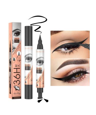 2-in-1 Eyeliner Stamp Liquid Eyeliner with stamp Winged Eyeliner Stamp Eyeliner Waterproof Black Eyeliner Stamp Eyeliner Black Durable Wipper Eyeliner Waterproof Gift for Women