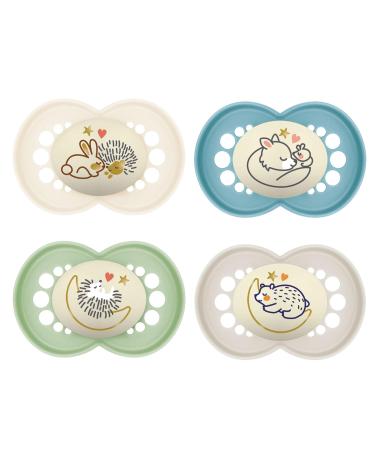 MAM Night Original SkinSoft Silicone Pacifier 6-16 // Set of 4 // incl. 2 sterilized transport boxes