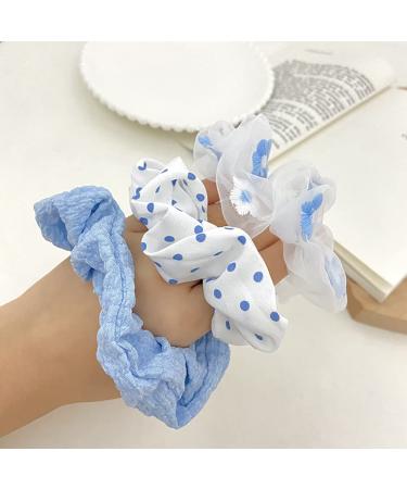 10 Piece Elastic Hair Ties - Soft Blue Scrunchies for Thick & Thin Hair - Elegant Spurless Horseshockers & Hair Jewelry - Buy Online on GoSupps.com