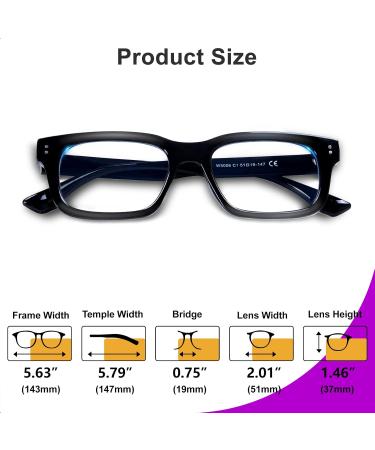Rectangle Blue Light Blocking Glasses for Men & Women - UV Protection Anti Eyestrain Perfect for Reading & Gaming - Black Eagle - Buy Online on GoSupps.com