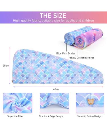 Uraqt Haarurban Towel - Quick-Drying Microfiber Hair Turbans (2 Pack) for Women & Girls - Perfect for All Hair Types (Blue + Yellow) - Buy Online on GoSupps.com
