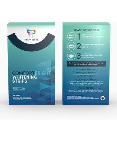 Prism Smile ComfortBright Cool Mint Teeth Whitening Strips 24 Pack with Bonus Treatments No-Slip Grip Technology Professional Whitening Treatment - Buy Online on GoSupps.com