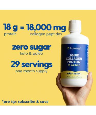 Proteinex Liquid Collagen Protein Supports Muscle and Joints Recovery - Liquid Collagen for Women and Men for Healthy Skin  Hair and Nails - No Carbs Ready to Drink Protein Drink (Pina Colada) Pina Colada 30 Fl Oz (Pack of 1) - Buy Online on GoSupps.com