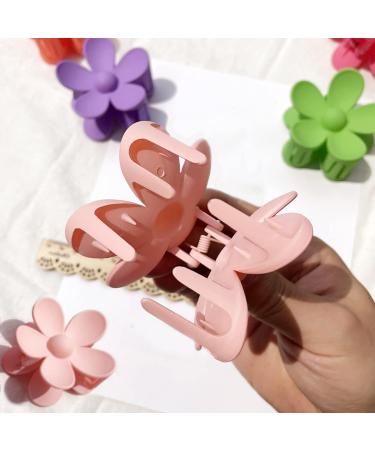 Hair Claw Clips Matte Flower Large Clips For Women Thick Hair Strong Hold Hair Clip for Women Girls Non-Slip Hair Accessories Neutral Colors Square and Tiny Flowers Clips 4Pcs - Buy Online on GoSupps.com