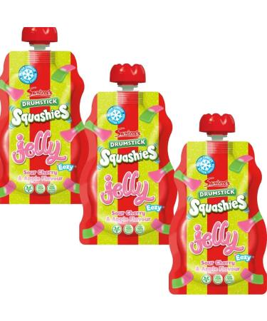 Drumsticks Squashies Original Raspberry Sour Apple And Cherry Jelly Pouch 80g | Pick any Flavour & Number of Pouches | VIMIX - Buy Online on GoSupps.com