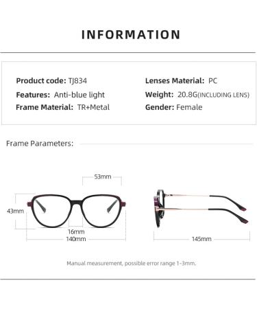 SERONI Metal Temples Cat Eye Blue Light Blocking Glasses for Men & Women - Anti UV Ray Computer Reading Glasses (Red 53mm - Buy Online on GoSupps.com