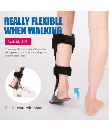 GHORTHOUD Carbon Fiber AFO Brace - Lightweight Ankle Foot Orthosis for Drop Foot & Ankle Instability (Large-Left) - International Shipping - Buy Online on GoSupps.com