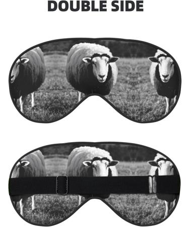 Cute Sheep Lamb Print Sleep Mask | Unisex Double-Sided Eye Mask for Sound Sleep & Skin Care - Black - Buy Online on GoSupps.com