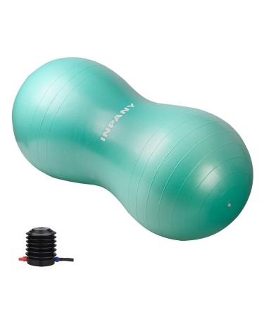 INPANY Peanut Ball - Anti Burst Exercise Ball for Labor Birthing, Physical Therapy for Kids, Core Strength, Home & Gym Fintness (Include Pump) Green 39x20"