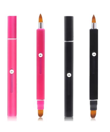 Ouligay 2PCS Retractable Lip Makeup Brushes Retractable Lip Brush Portable Lipstick Gloss Makeup Brush Dual-End Lip Brush for Women Girls