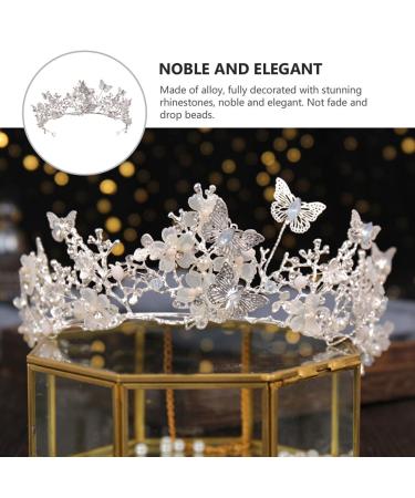 Lurrose Baroque Wedding Crown - Crystal Butterfly Flower Tiara for Women and Girls - Buy Online on GoSupps.com