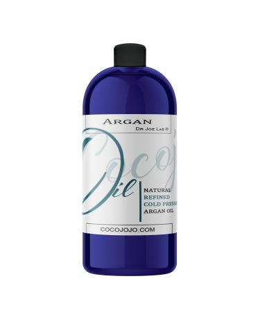 Dr Joe Lab Refined Argan Oil - Pure Refined Cold Pressed Filtered Unscented Bulk Carrier - 32 oz - for Skin Hair Nails Body Beard Face & Cosmetic Formulation DIY