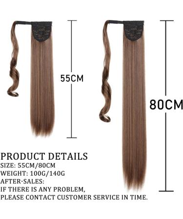 Ponytail Extension 22inches Synthetic Ponytail Hair Extension Clip in Fake Wig Hairpiece Long Straight Wrap Around Pony Tail Extension for Women Ponytail Hairpiece for Women (Color : 4 Size : 56cm 56cm 4 - Buy Online on GoSupps.com