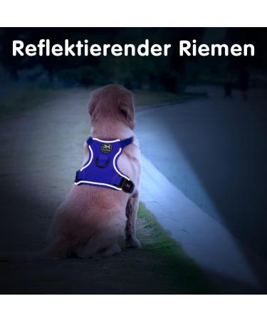 POPOTET Reflective Dog Harness - Soft Breathable Mesh Vest Adjustable Neck & Breast Royal Blue Size M - Safe & Comfortable for Your Pet - Buy Online on GoSupps.com
