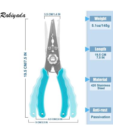 Rakiyada 7.5 Inch Fishing Pliers - Multi-Functional Saltwater Gear for Split Ring Plier, Line Cutter, and Hook Remover - Ideal for Ice Fishing and Fly Fishing - Great Fishing Gift for Men - Buy Online on GoSupps.com