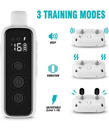 Bousnic Shock Collar for Dogs - Waterproof Rechargeable Training Collar with Remote - Beep, Vibration, Safe Shock Modes - Small to Large Dogs (8-120 Lbs) - Grey - Buy Online on GoSupps.com