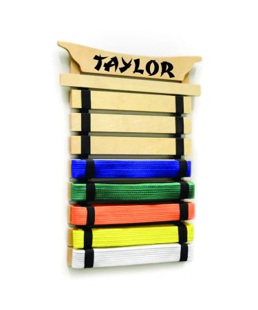 Milliard Karate Belt Display  Holds 8 Martial Arts Belts - Personalize with Stickers