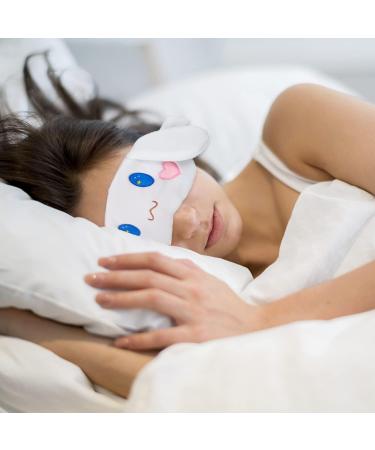 Cartoon Plush Sleep Eye Mask - 100% Blackout Night Blindfold for Women (White) - Buy Online on GoSupps.com