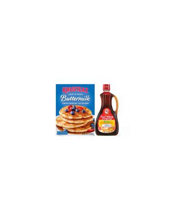 Krusteaz Complete Pancake Mix Buttermilk 32oz by Krusteaz and Pearl Milling Company Original Lite Syrup 24oz Bottle Bundle