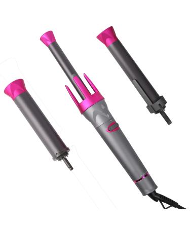 Automatic Curling Iron Rotating Curling Iron Wand Auto Rotating Hair Curler with 3 Interchangeable Ceramic Barrels to Create Beach Wave Curls Temps Adjustable LCD Display Instant Heat Dual Voltage