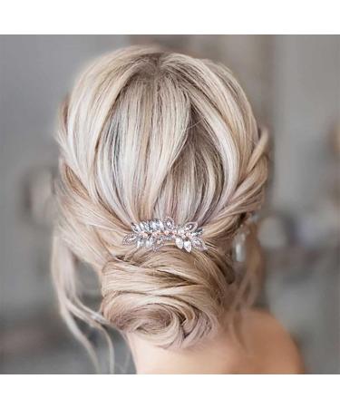 Aneneiceera Bride Wedding Crystal Hair Comb Clip Gold Hair Side Combs Pearl Hair Comb Leaf Rhinestone Headpieces Bride Hair Piece bridesmaid Hair Accessories for Women and Lady Girls - Buy Online on GoSupps.com