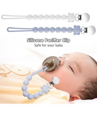 BPA-Free 2PCS Unique Silicon Pacifier Clips for Boys - Baby Shower Gift (Blue-White) - Buy Online on GoSupps.com