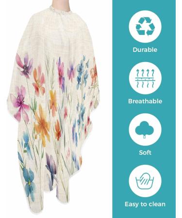 Shop Botanical Flower Barber Cape - Adjustable Hair Cutting Cape for All Ages | Colorful Spring Design | 55x63 Inch Lilac Linen - Buy Online on GoSupps.com