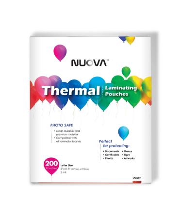 Nuova Premium Thermal Laminating Pouches, 9" x 11.5"/Letter Size/3 mil, 200 Pack (LP200H)
